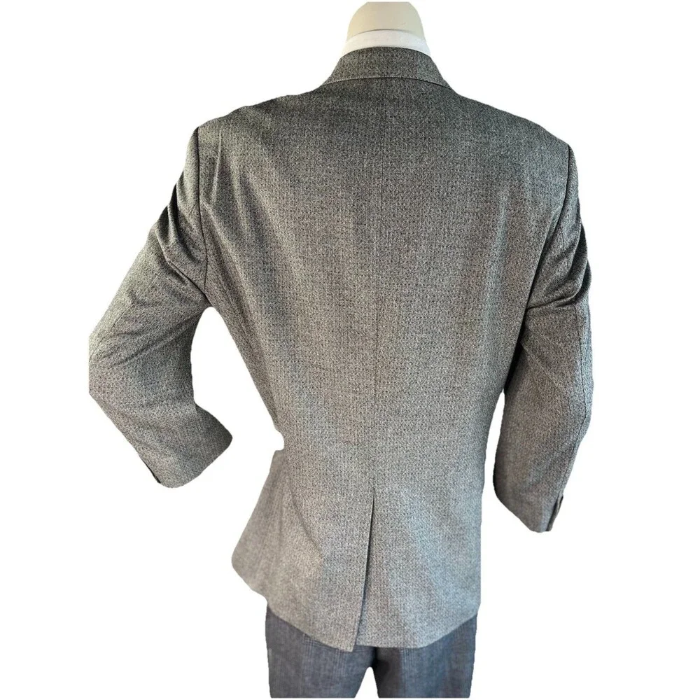 Hugo Boss Blazer Men 40R Rossellini/Movie Grey Geometric Textured Cashmere Wool
